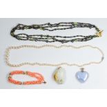 Collection of cultured pearl, multi-stone silver, metal jewelry