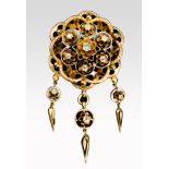 Victorian diamond, enamel, 14k yellow gold pendant-brooch