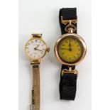 (Lot of 2) Lady's 18k yellow gold, gold-filled wristwatches