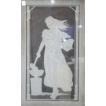 An Art Nouveau style frosted and clear glass panel