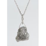 Diamond rough, 18k white gold pendant-necklace