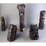 (lot of 5) Makonde figural wood carvings