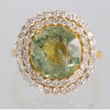 Tourmaline, diamond, 18k yellow gold ring