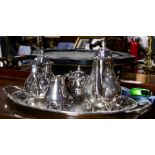 International American rose plated tea set with tray