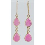 Pair of tourmaline, 18k yellow gold earrings