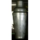 Massive Chinese pewter covered cocktail shaker with incised dragon