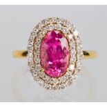 Tourmaline, diamond, 18k yellow gold ring