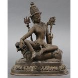 Southeast Asian copper figure of Bodhisattva atop a lion