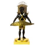 A French gilt bronze figural blackamoor calling card tray