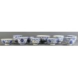 (Lot of 17) A Group of Blue and White 'Lotus' Bowls and Cups