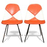 A Charles and Ray Eames for Herman Miller DKR wire shell dining chairs, with Bikini pads