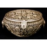 A Chinese reticulated silver dragon covered box