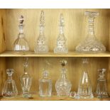 (lot of 10) Cut glass decanters