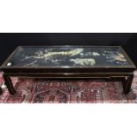 A Chinese stone inlaid and ebonized coffee table