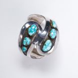 A sterling silver and turquoise cuff bracelet, Rivera's