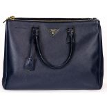 A large Prada leather Galleria double-zip tote with gold-tone hardware