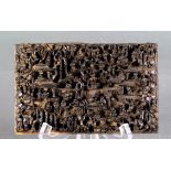 Chinese zitan carved pictorial panel