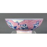 Large Chinese blue and white bowl with immortals