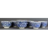 (Lot of 13) A Group of Chinese Blue and White 'Floral' Bowls