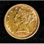 1880 Gold $5 Liberty Head "Half Eagle"