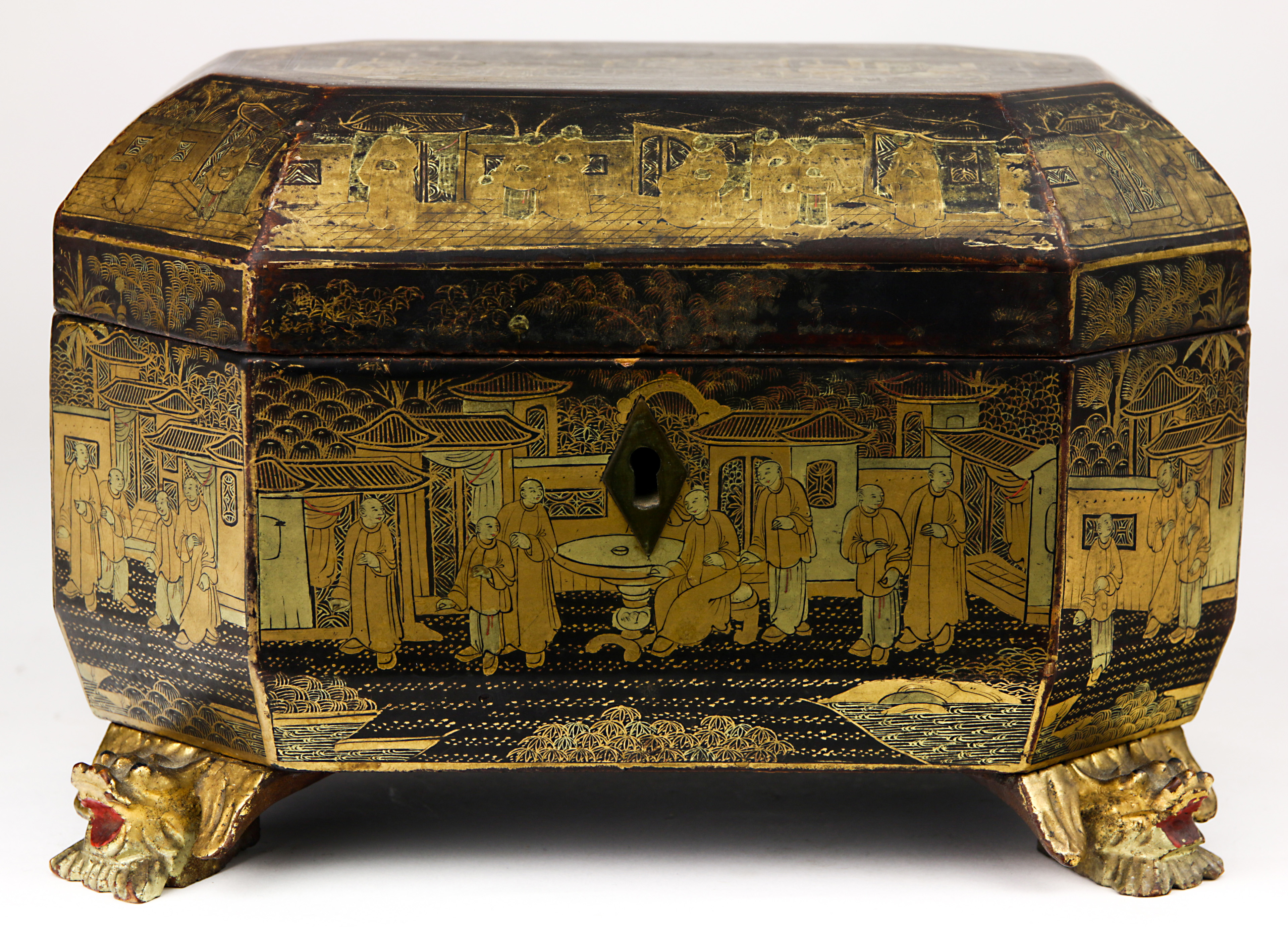 A Japanned jewelery casket - Image 3 of 3