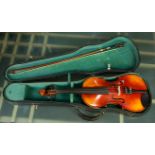 A German made violin labeled William Lewis & Son Chicago