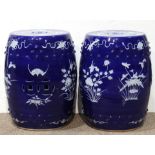 (Lot of 2) A Pair of Chinese Blue and White Porcelain Stools