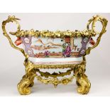 A Chinese export porcelain ormolu mounted jardiniere, early 19th century