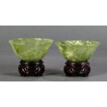 (lot of 2) Chinese mottled green serpentine bowls