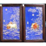 (4) Porcelain plaques, horse