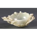 Chinese nephrite cup, the white jade hewn bowl