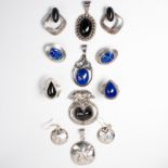 A group of gemstone and silver jewelry