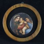 An Italian porcelain plaque depicting the "Madonna della Seggiola," after Raphael