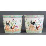 A pair Chinese Famille Rose cache pots