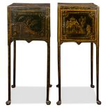 A pair of Queen Anne style chinoiserie decorated cabinets