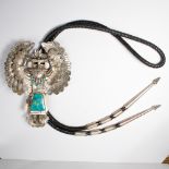 A turquoise and sterling bolo tie, Thomas Byrd