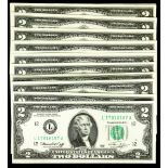 (lot of 15) $2 Federal Reserve 1976 notes