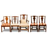 (lot of 5) An associated Chippendale chair group 18th century