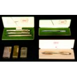 (lot of 8) Five Cross pens or pencils, fitted in three boxes, one box with pen and pencils