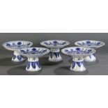 A lot of (5) Chinese blue and white footed dishes