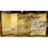 A Japanese six panel screen, Kano School, 18th/19th century