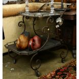 A modern wrought metal serving cart