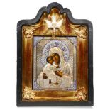 A Russian cloisonne enamel .84 silver icon