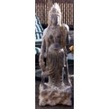 Chinese style cast figural sculpture of deity