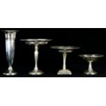 (lot of 4) Three sterling weighted footed compotes