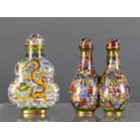(lot of 2) Two Chinese cloisonne enamel snuff bottles