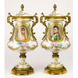 A Pair of French lidded urns, marked with Sevres mark