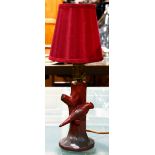 Van Briggle red ground art pottery lamp