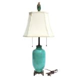 A Turquoise-Ground 'Lotus' Lantern Vase Lamp