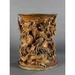 Chinese hardwood brush pot